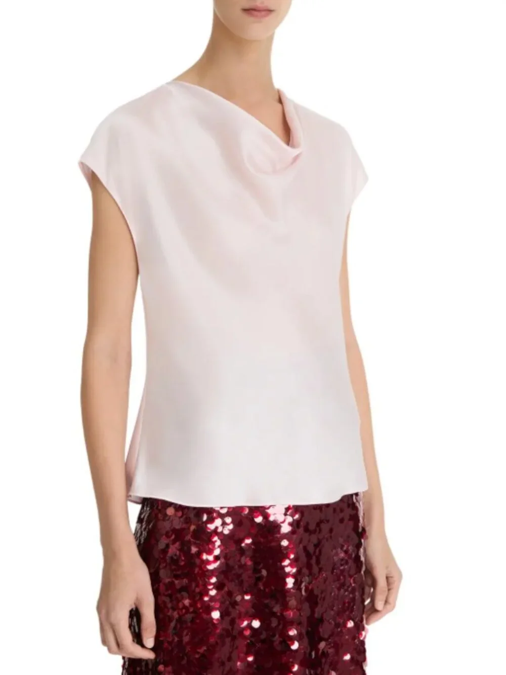 NWT Vince Satin Silk Cowl-Neck Blouse Shirt - Picture 3 of 7